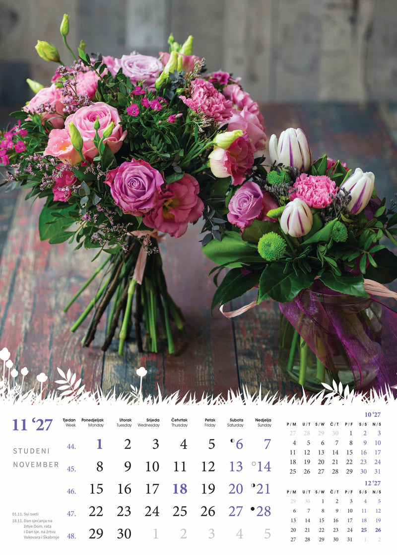 Promotivni zidni kalendar Cvijeće