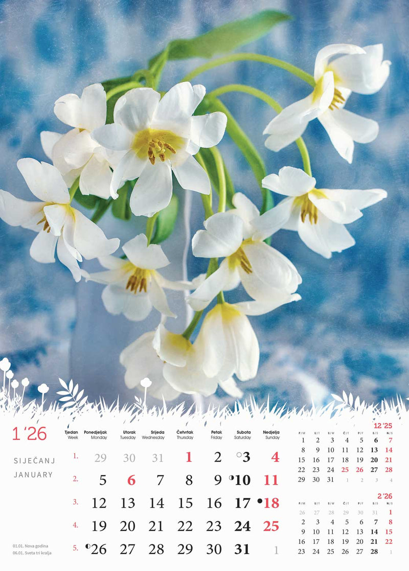 Promotivni zidni kalendar Cvijeće