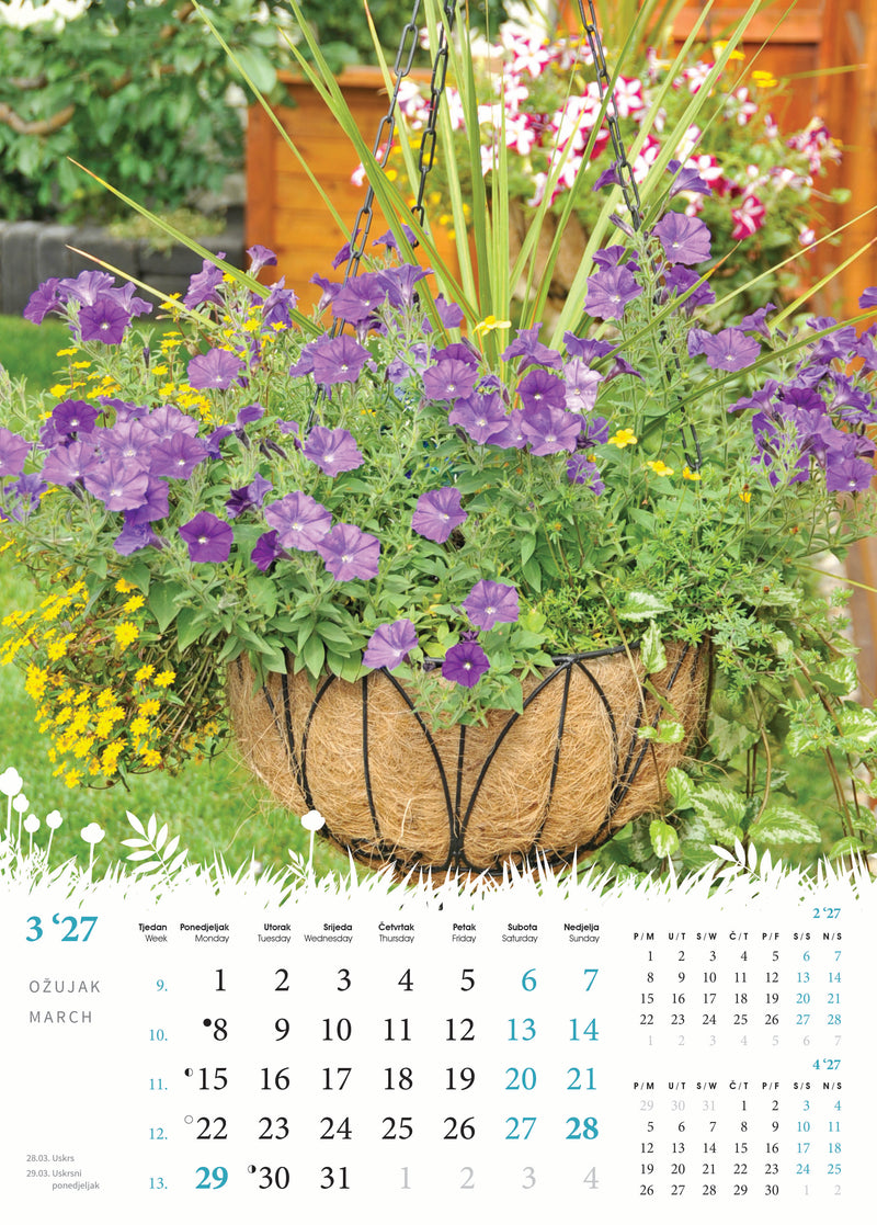 Promotivni zidni kalendar Cvijeće