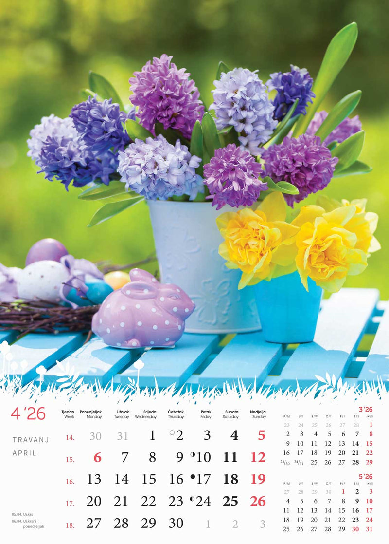 Promotivni zidni kalendar Cvijeće