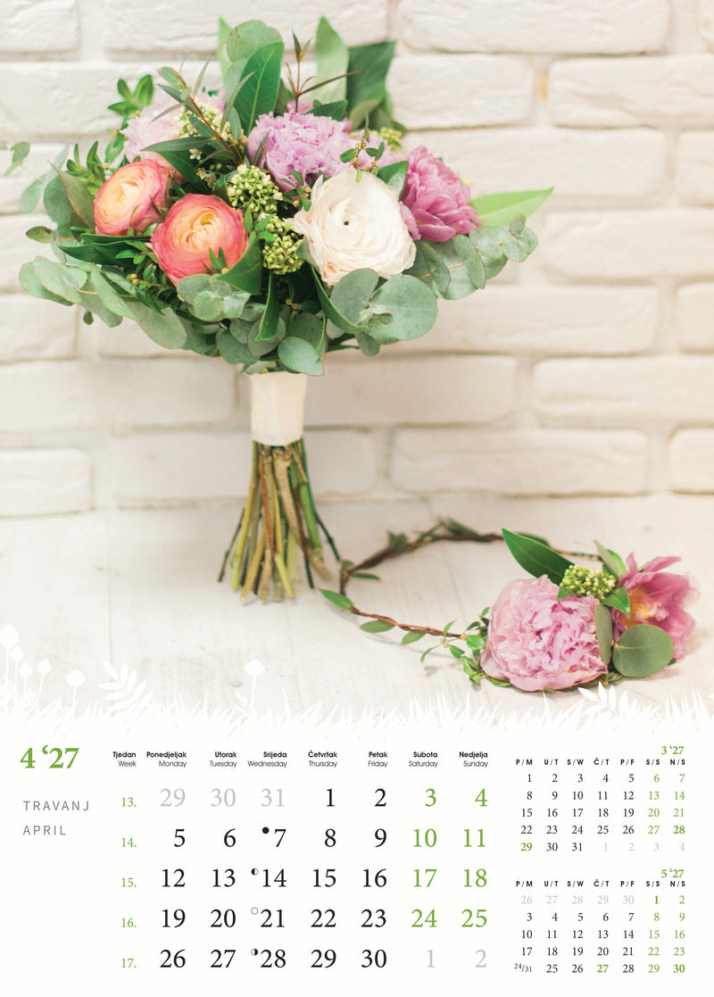 Promotivni zidni kalendar Cvijeće