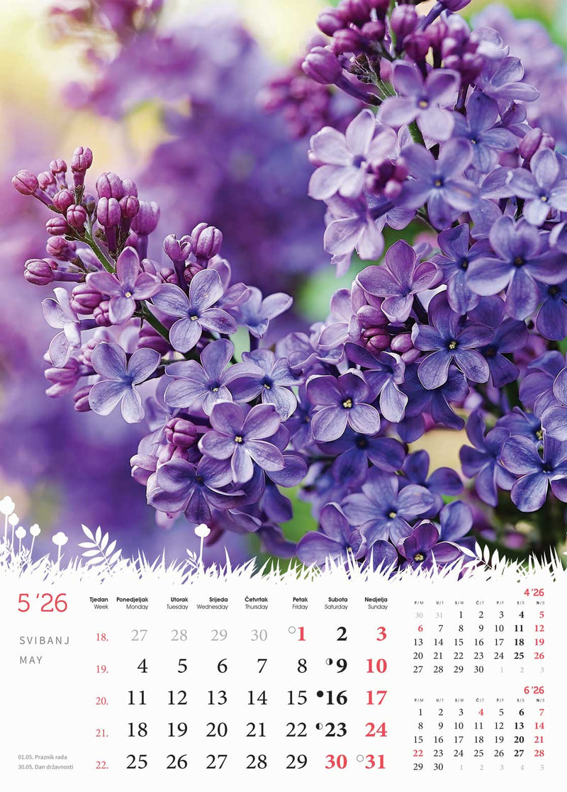 Promotivni zidni kalendar Cvijeće