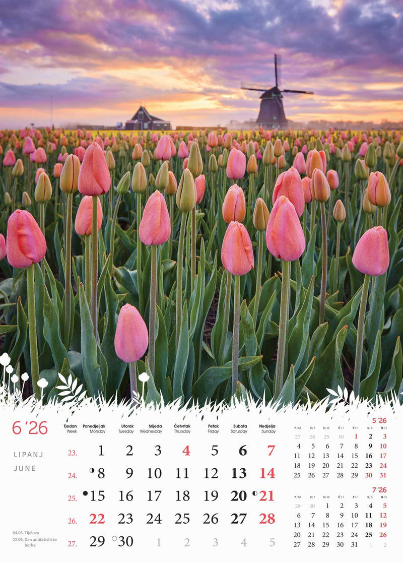 Promotivni zidni kalendar Cvijeće