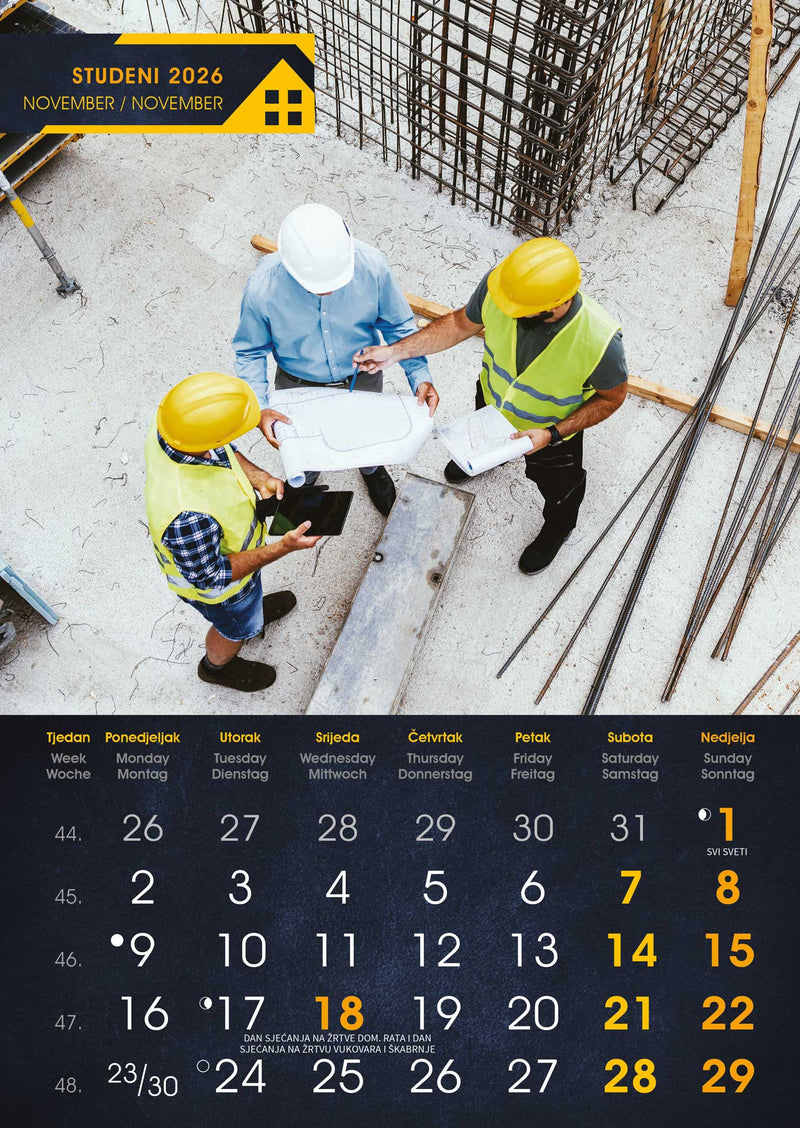 Promotivni zidni kalendar S gradilišta