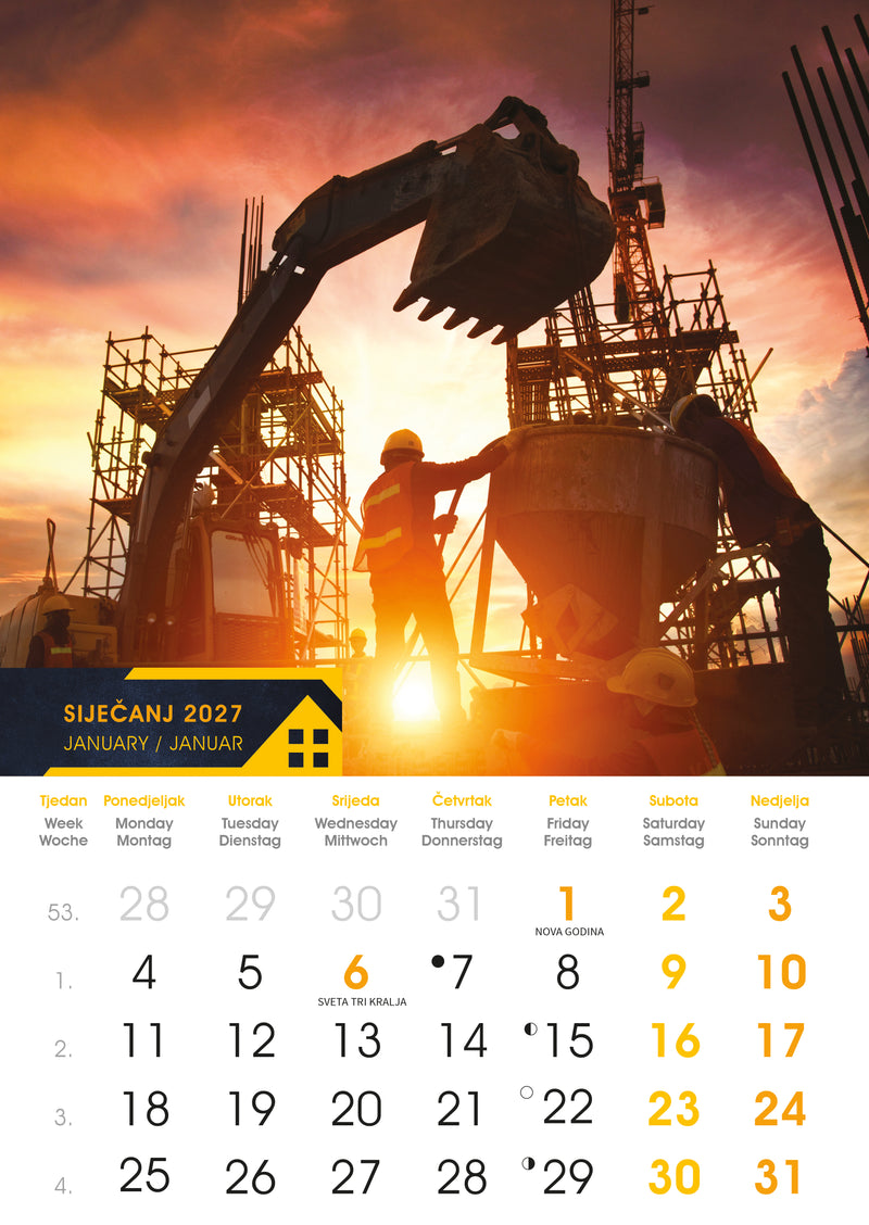 Promotivni zidni kalendar S gradilišta