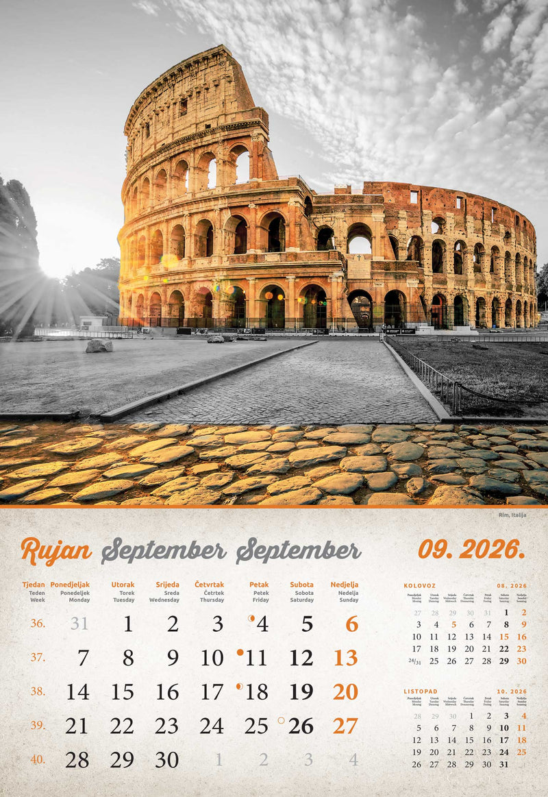Promotivni zidni kalendar Vintage gradovi