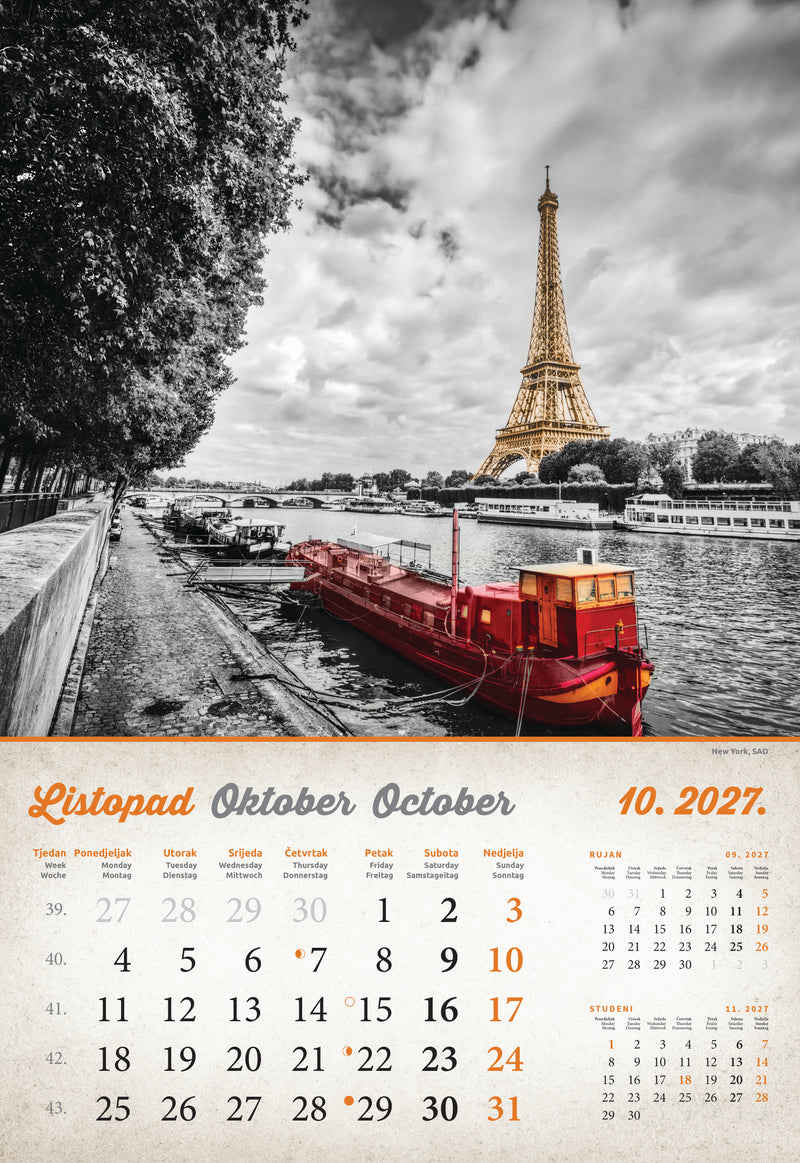 Promotivni zidni kalendar Vintage gradovi