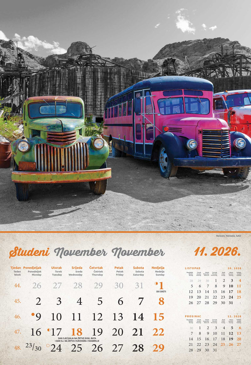 Promotivni zidni kalendar Vintage gradovi