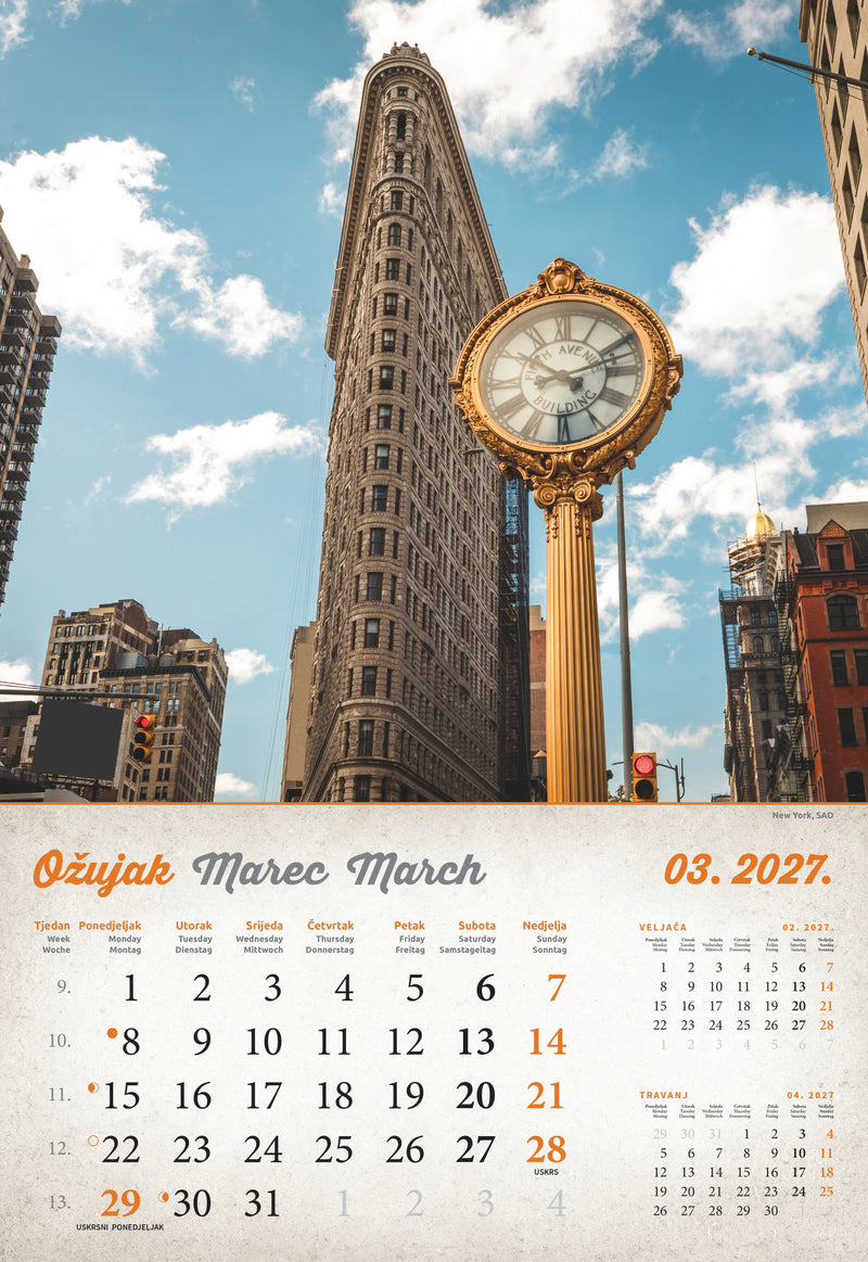 Promotivni zidni kalendar Vintage gradovi