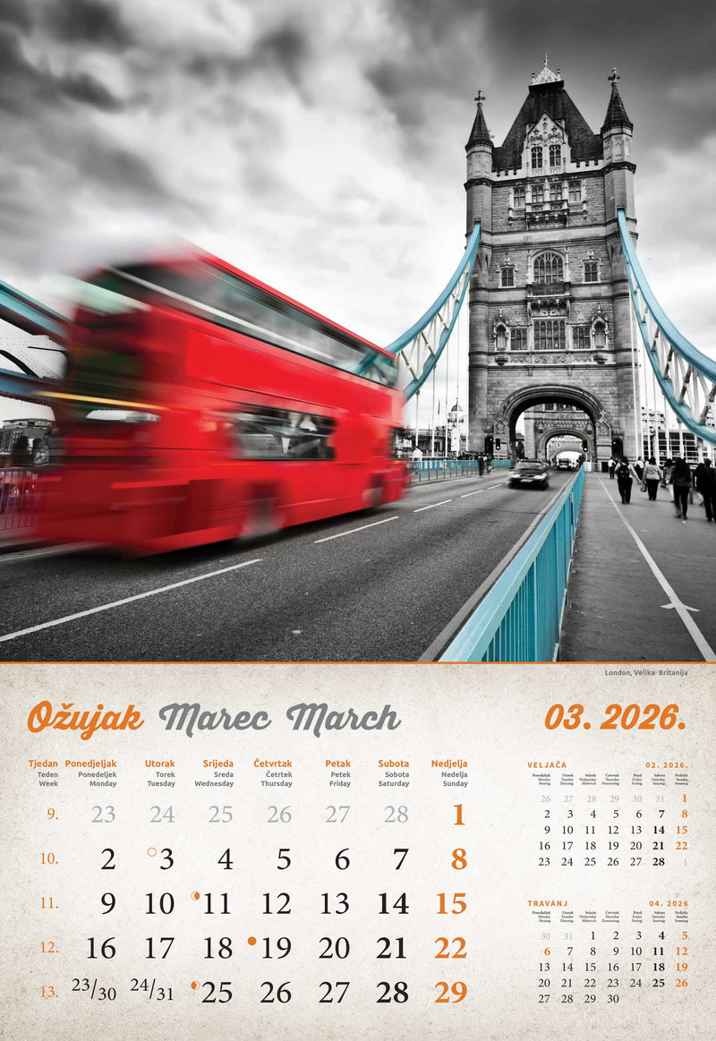 Promotivni zidni kalendar Vintage gradovi