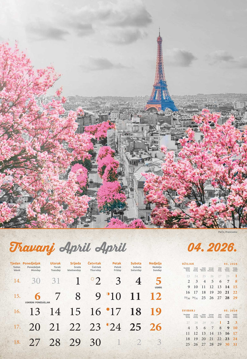 Promotivni zidni kalendar Vintage gradovi