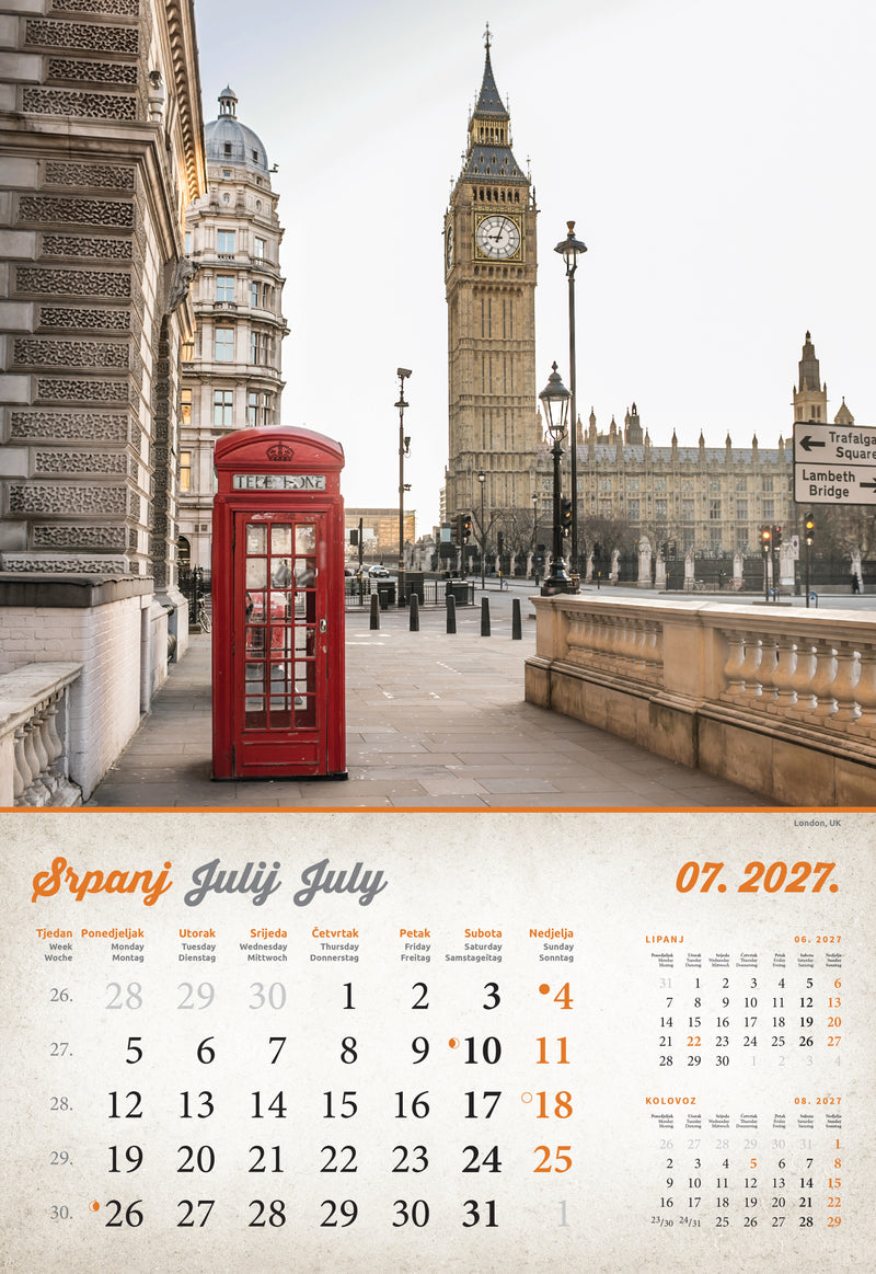 Promotivni zidni kalendar Vintage gradovi