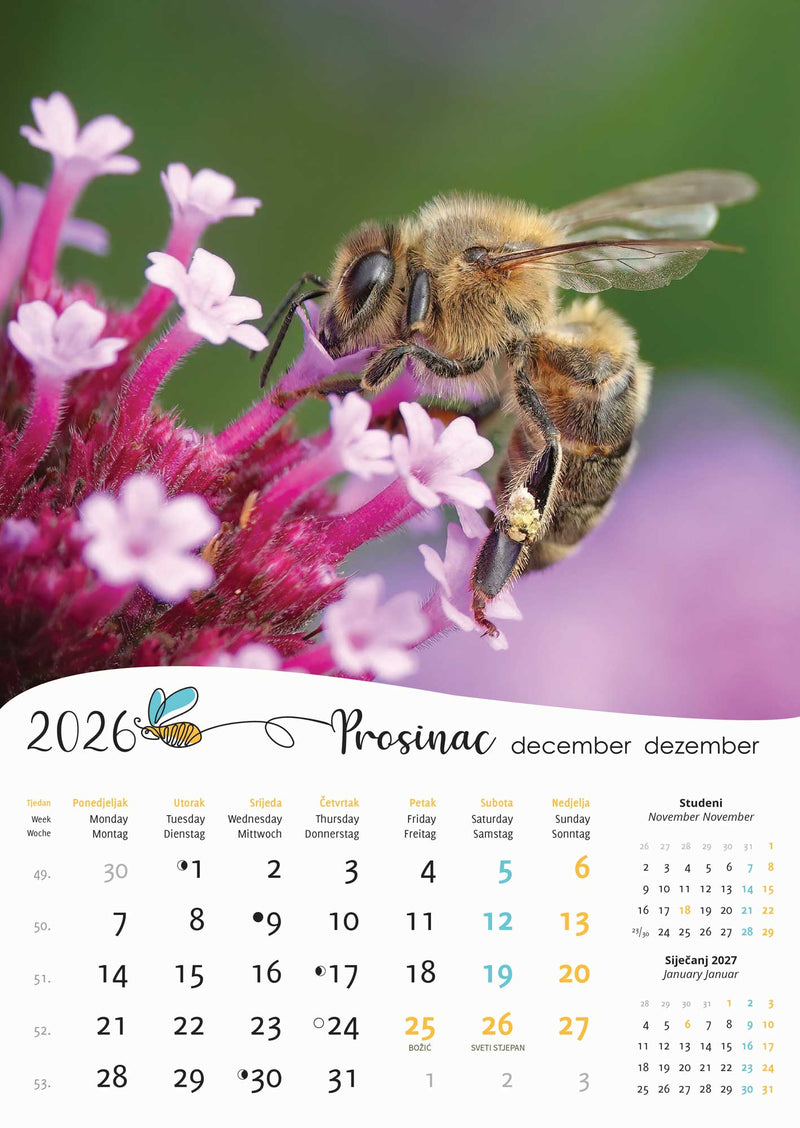 Promotivni zidni kalendar Pčele