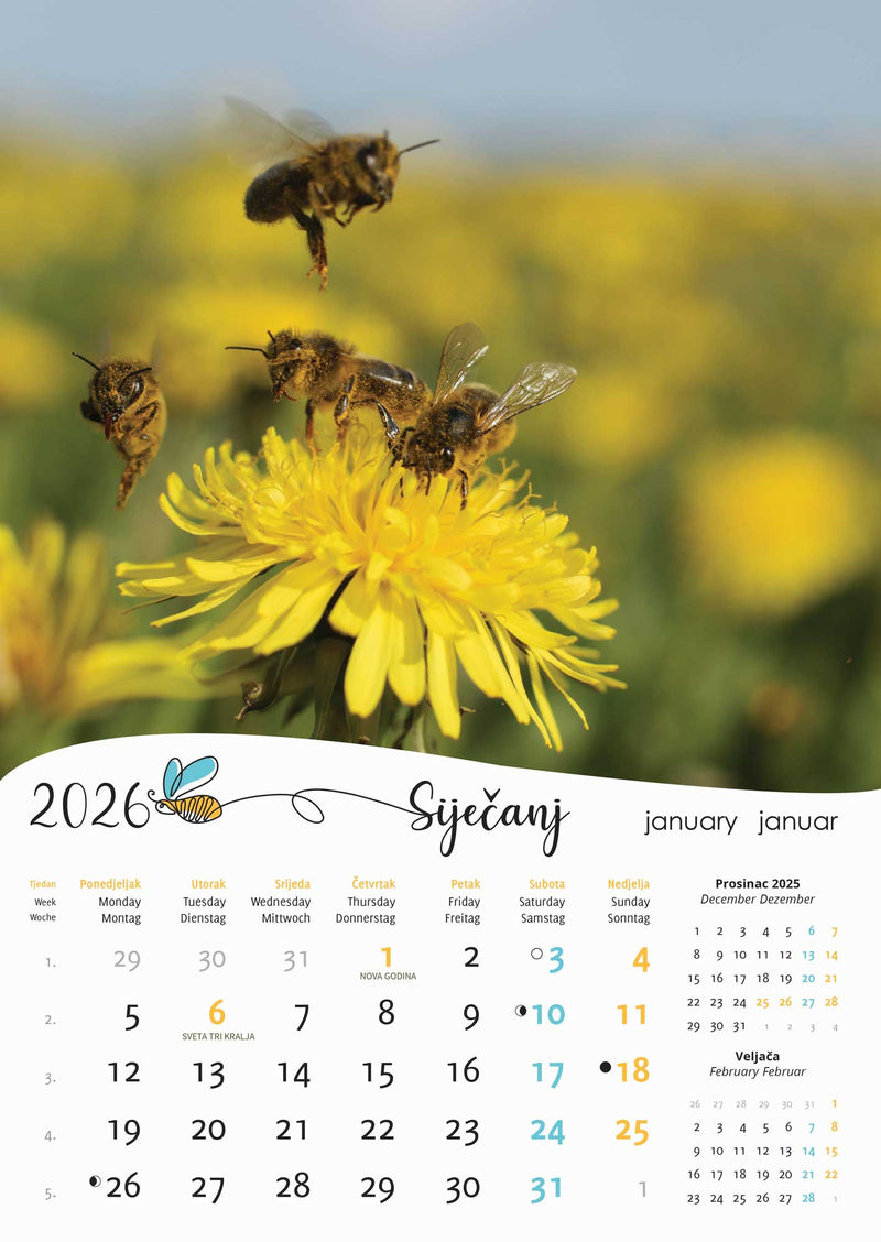 Promotivni zidni kalendar Pčele
