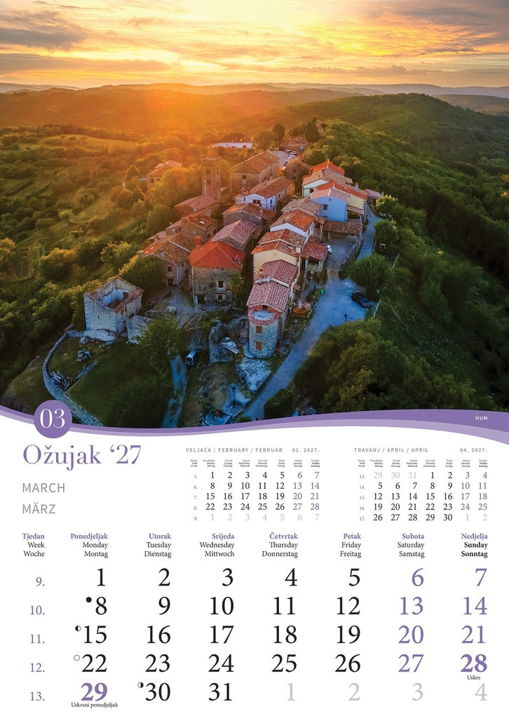 Promotivni zidni kalendar Romantična Hrvatska