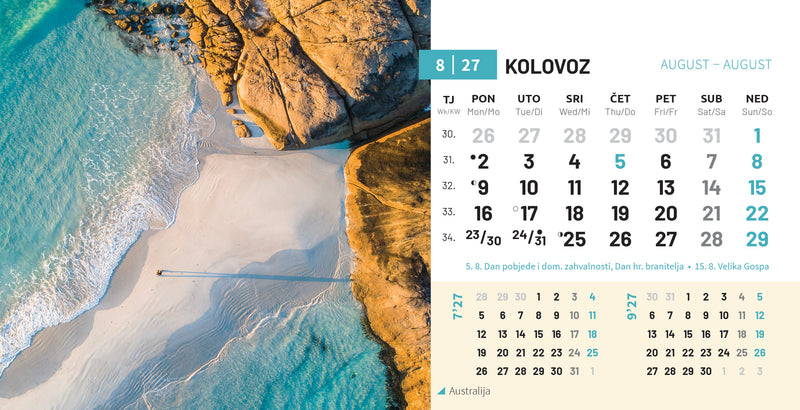 Promotivni stolni kalendar čestitka - biseri svijeta