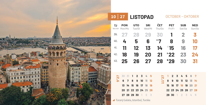 Promotivni stolni kalendar čestitka - biseri svijeta