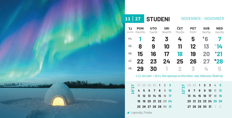 Promotivni stolni kalendar čestitka - biseri svijeta