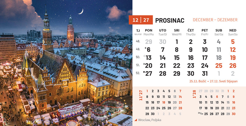 Promotivni stolni kalendar čestitka - biseri svijeta