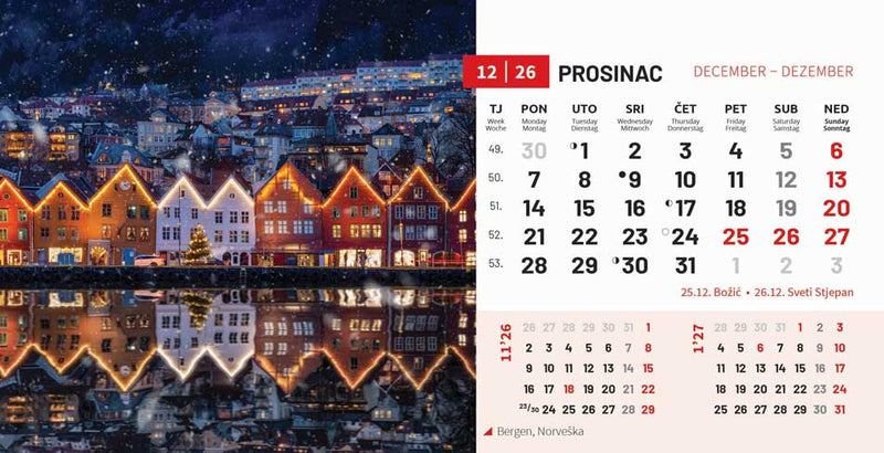 Promotivni stolni kalendar čestitka - biseri svijeta