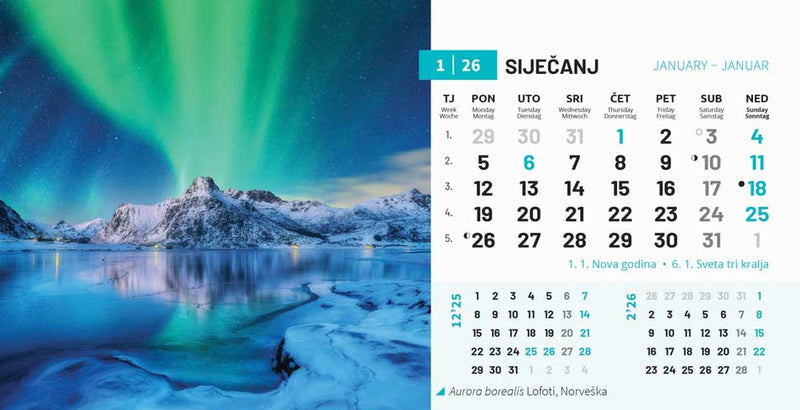 Promotivni stolni kalendar čestitka - biseri svijeta