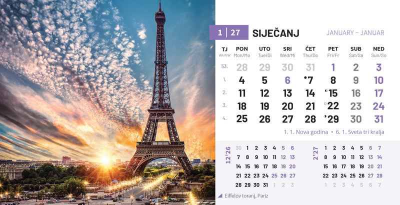 Promotivni stolni kalendar čestitka - biseri svijeta