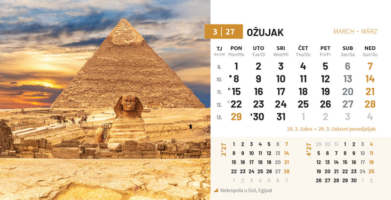Promotivni stolni kalendar čestitka - biseri svijeta