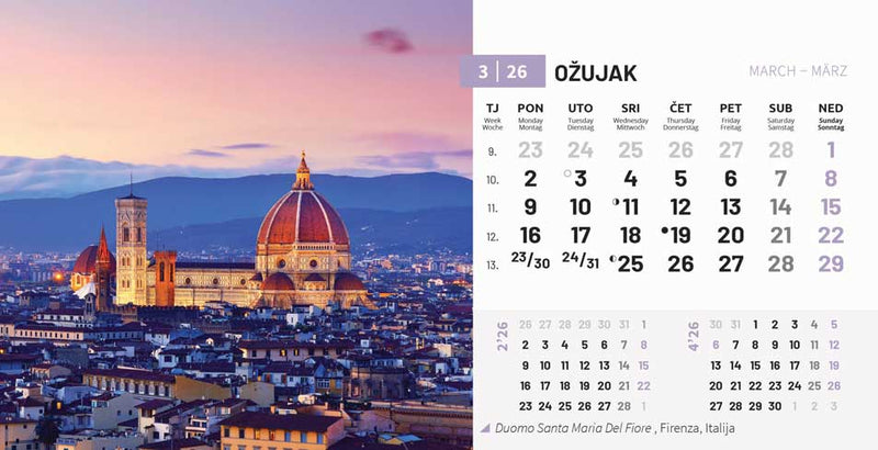 Promotivni stolni kalendar čestitka - biseri svijeta