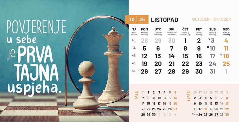 Promotivni stolni kalendar čestitka - motivacijski