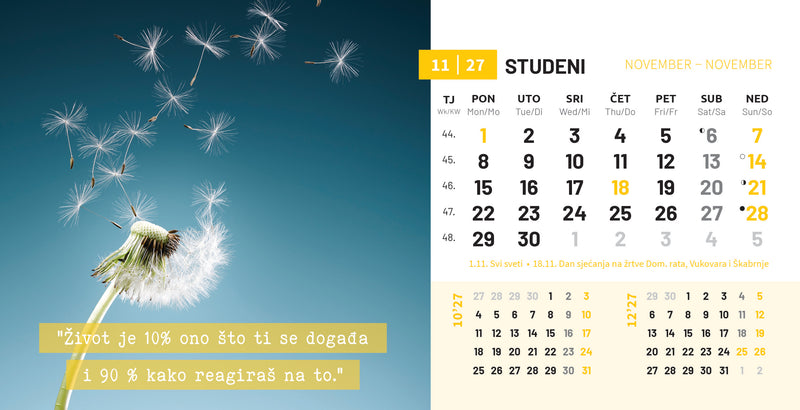 Promotivni stolni kalendar čestitka - motivacijski