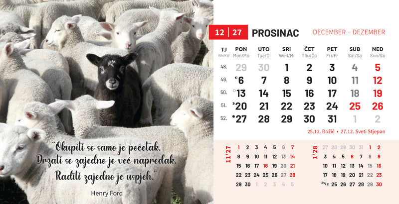 Promotivni stolni kalendar čestitka - motivacijski