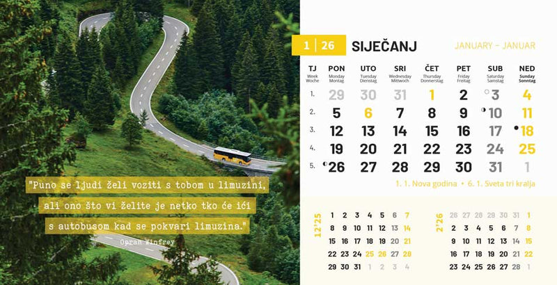 Promotivni stolni kalendar čestitka - motivacijski