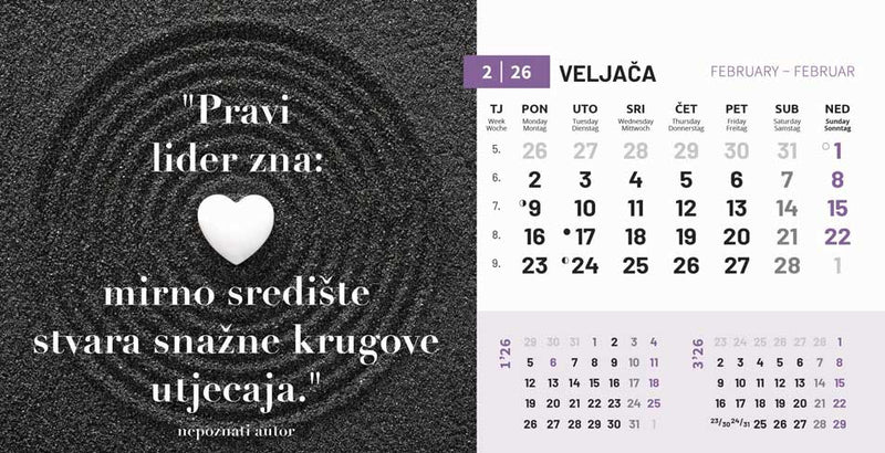Promotivni stolni kalendar čestitka - motivacijski