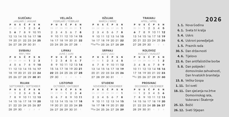 Reklamni stolni kalendar čestitka - poslovni sivo-plavi