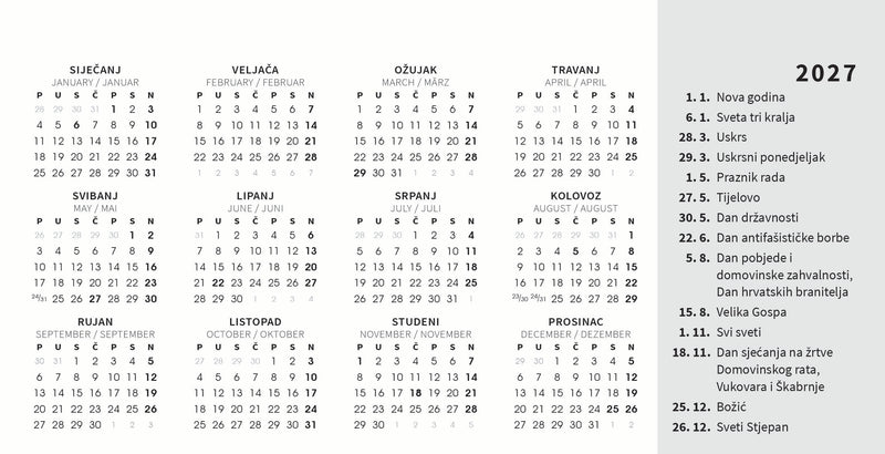 Reklamni stolni kalendar čestitka - poslovni sivo-plavi