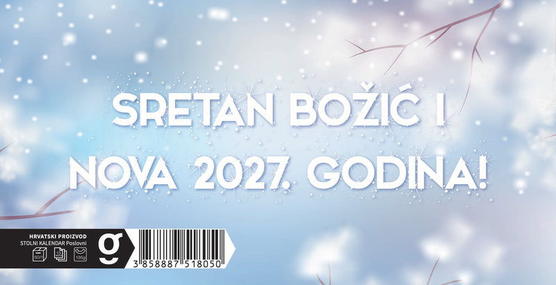 Reklamni stolni kalendar čestitka - poslovni sivo-plavi