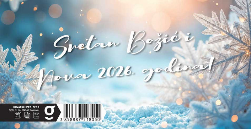 Reklamni stolni kalendar čestitka - poslovni sivo-plavi