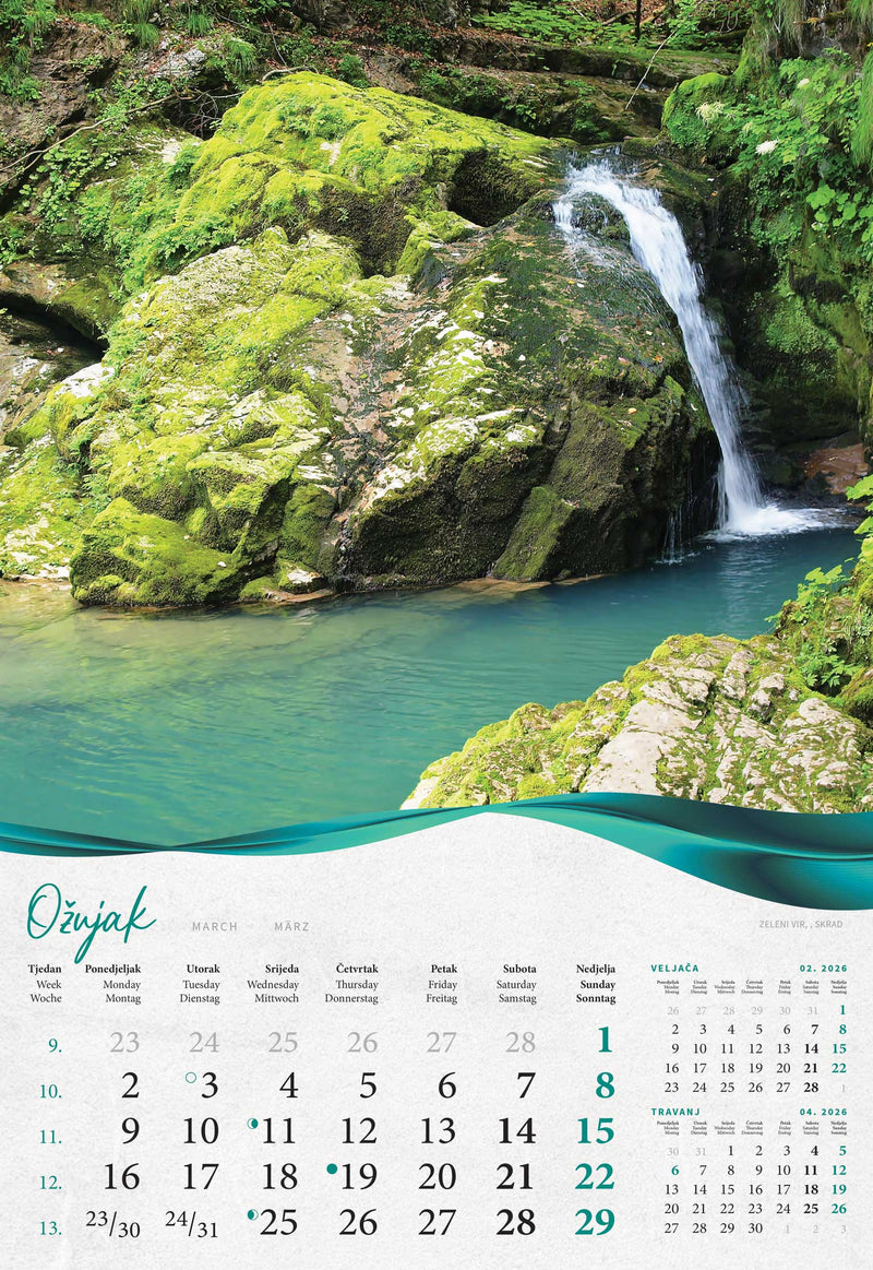 Promotivni zidni kalendar Šume, vode i more