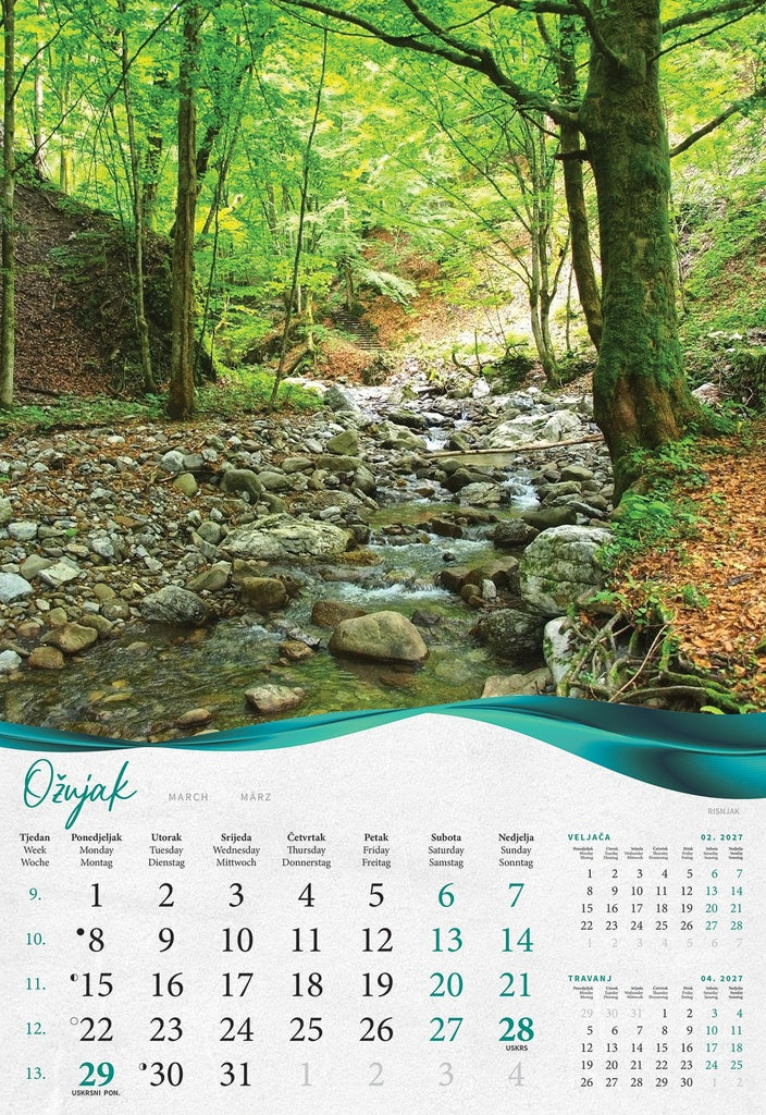 Promotivni zidni kalendar Šume, vode i more