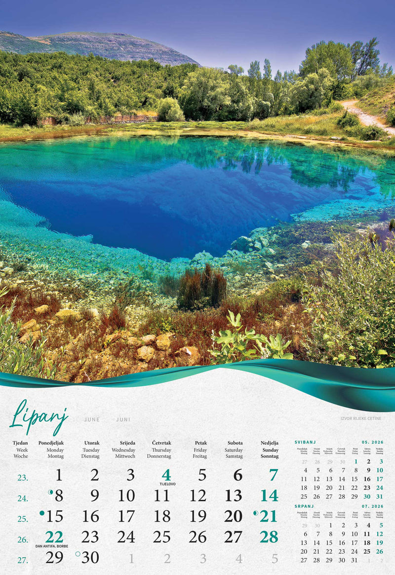 Promotivni zidni kalendar Šume, vode i more