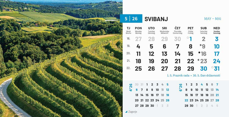 Stolni kalendar čestitka - priroda Hrvatske