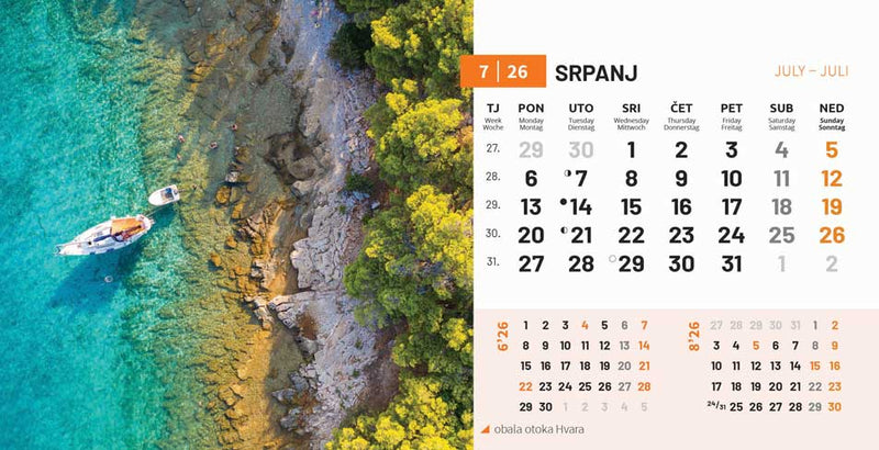 Stolni kalendar čestitka - priroda Hrvatske