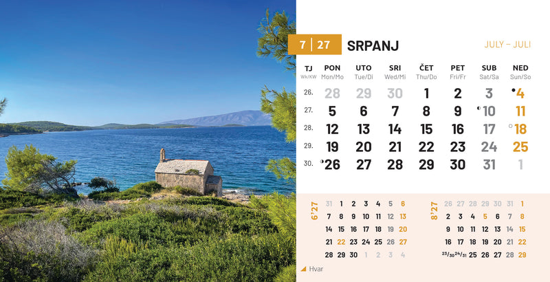 Stolni kalendar čestitka - priroda Hrvatske