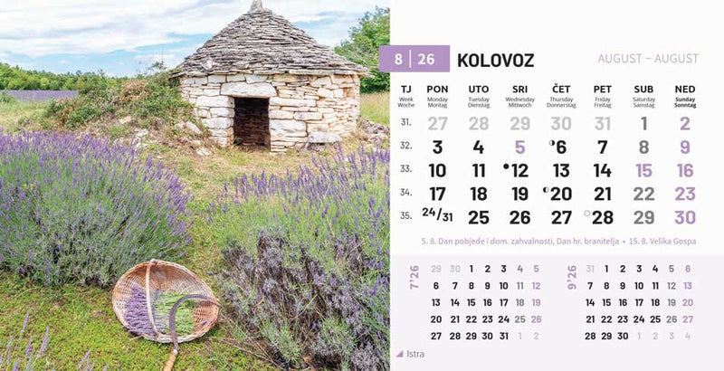 Stolni kalendar čestitka - priroda Hrvatske