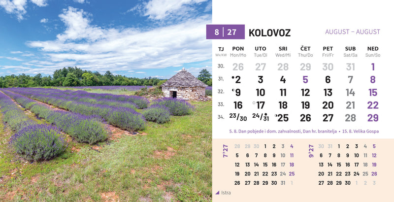 Stolni kalendar čestitka - priroda Hrvatske