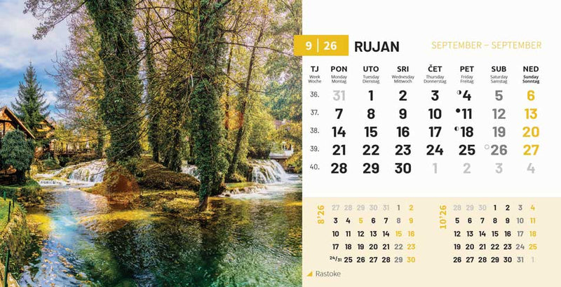 Stolni kalendar čestitka - priroda Hrvatske