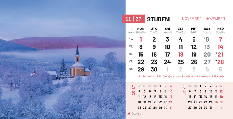 Stolni kalendar čestitka - priroda Hrvatske