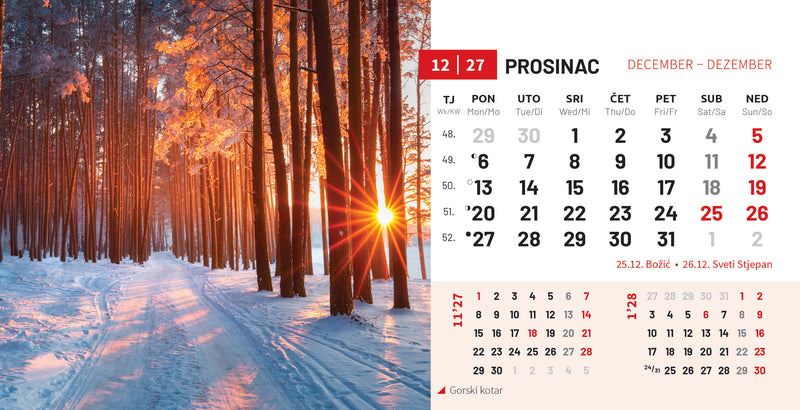 Stolni kalendar čestitka - priroda Hrvatske