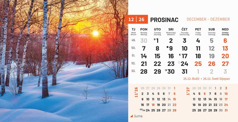 Stolni kalendar čestitka - priroda Hrvatske