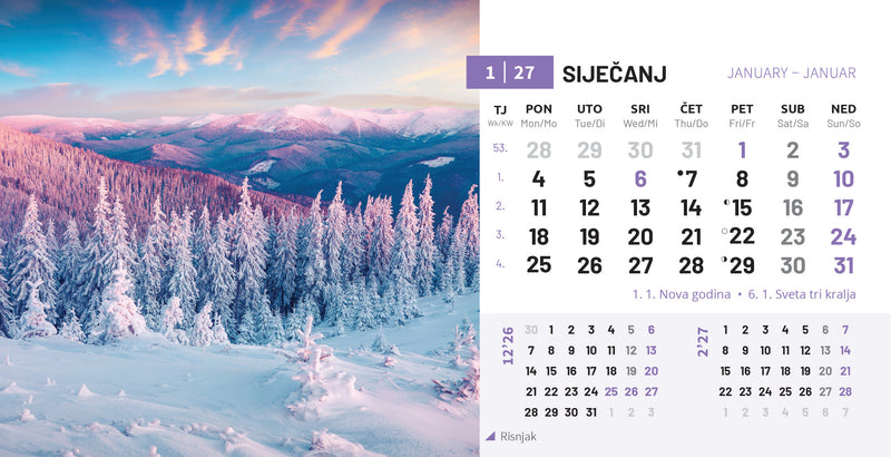Stolni kalendar čestitka - priroda Hrvatske